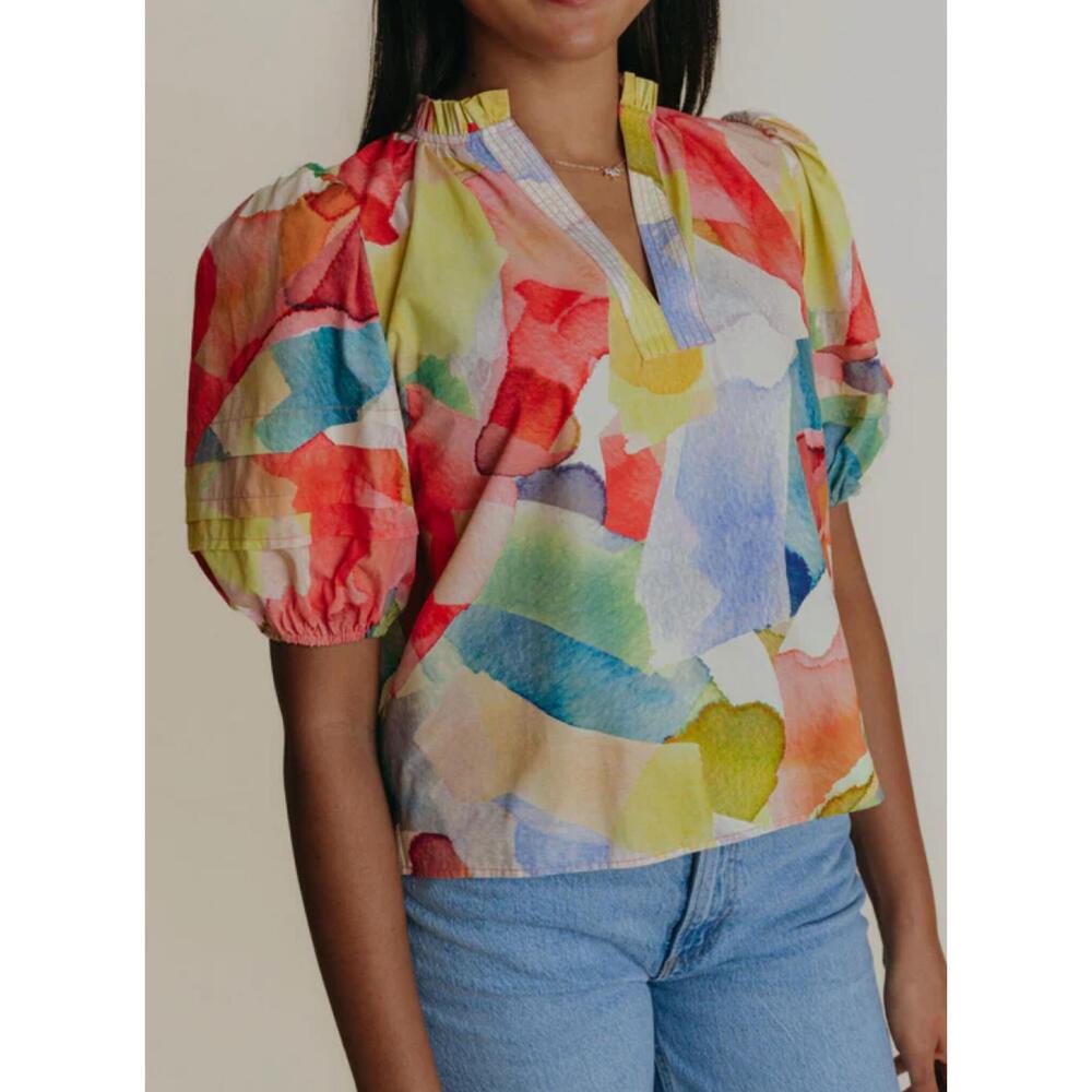 NEW LAROQUE alix short sleeve blouse in tuscano